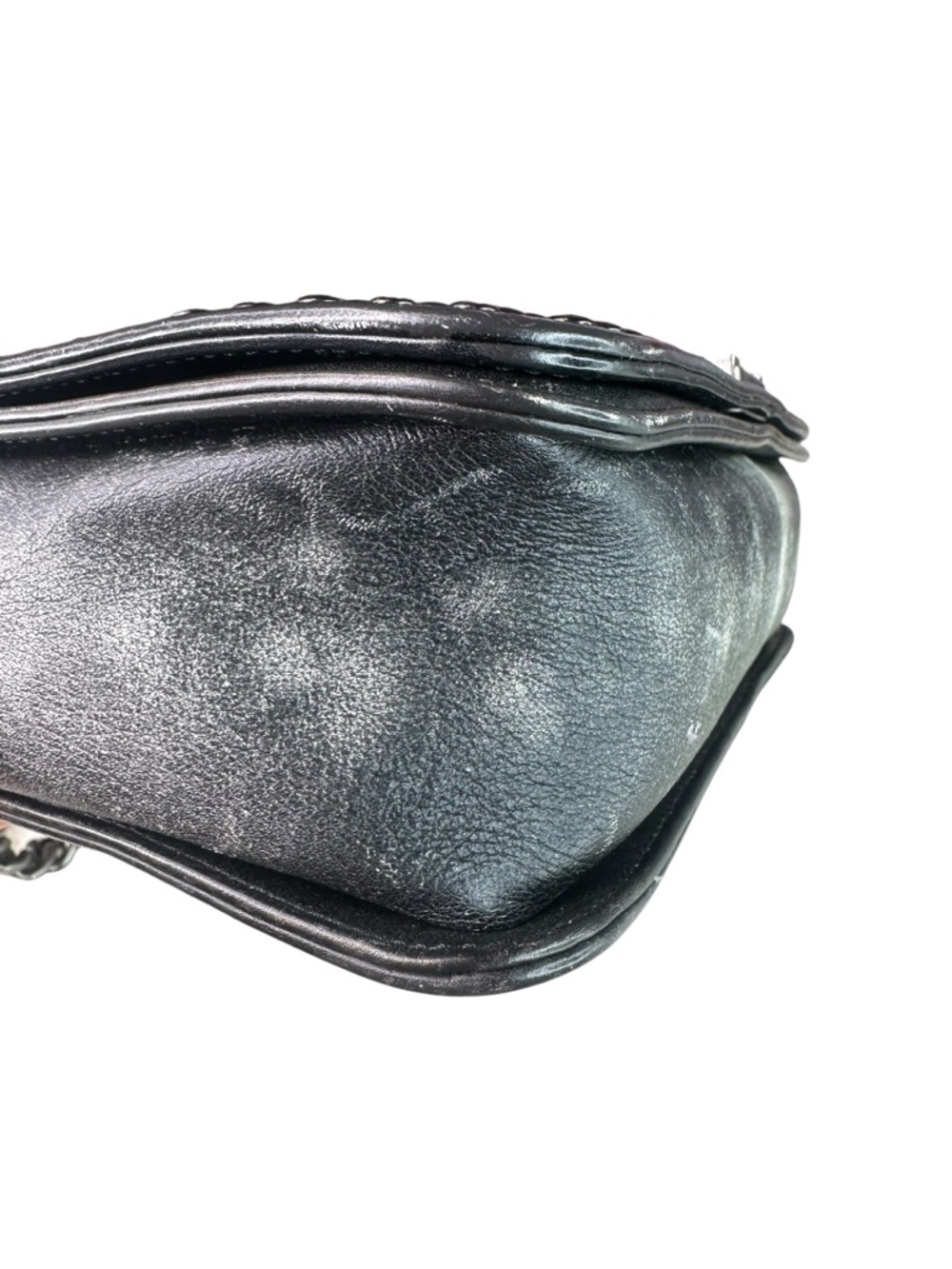 CHANEL Metallic Black Quilted Studded Shoulder Bag - Picture 5 of 10